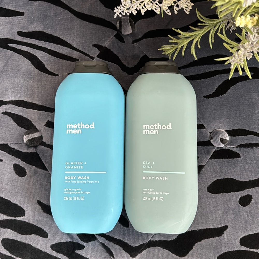 Method Men 🏔️ Glacier + Granite and 🌊 Sea + Surf Men's Body Wash by Method❄️